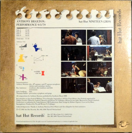 Anthony Braxton : Performance 9/1/79 (2xLP, Album, Gat)