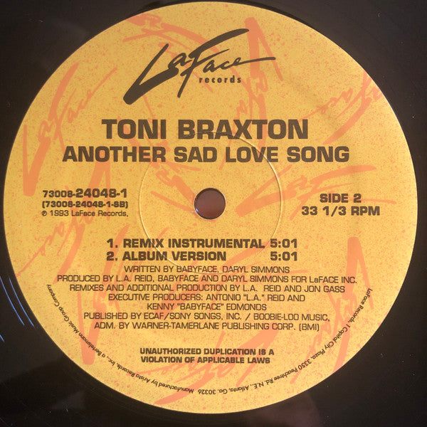 Toni Braxton : Another Sad Love Song (12")