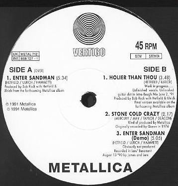 Metallica : Enter Sandman (12", Single)