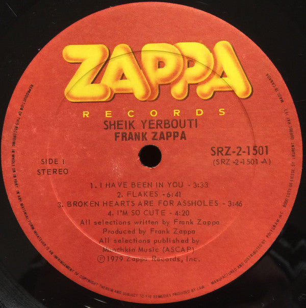 Frank Zappa : Sheik Yerbouti (2xLP, Album, Gat)