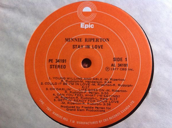 Minnie Riperton : Stay In Love : A Romantic Fantasy Set to Music (LP, Album)