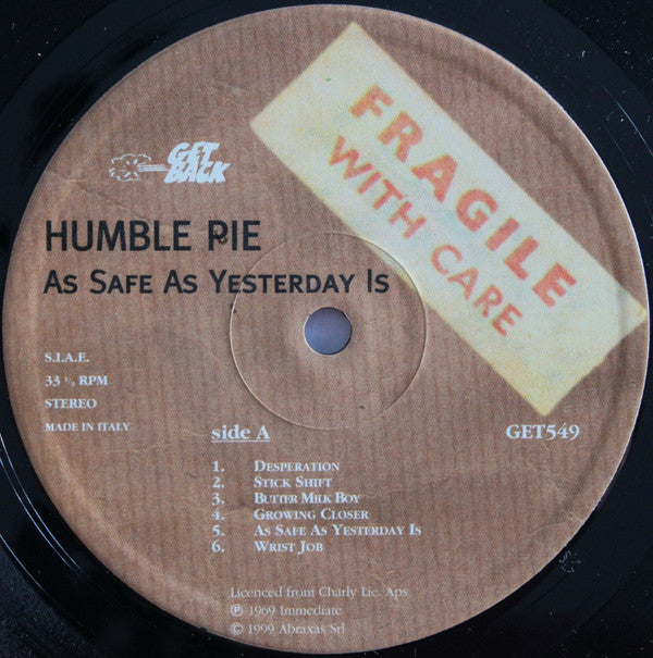 Humble Pie : As Safe As Yesterday Is (LP, Album, RE)