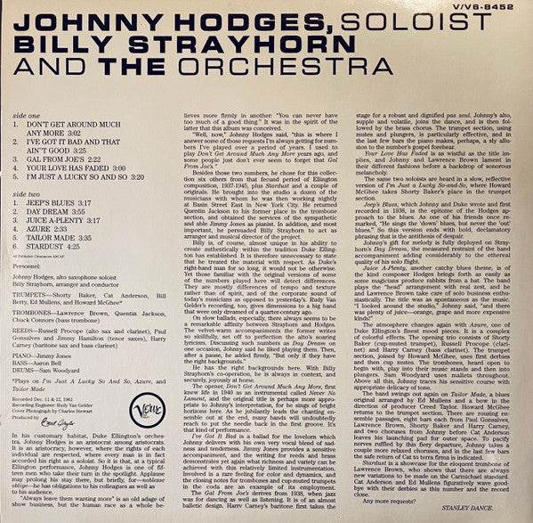 Johnny Hodges With Billy Strayhorn : Johnny Hodges With Billy Strayhorn And The Orchestra (LP, Album, RE, RM, 180)