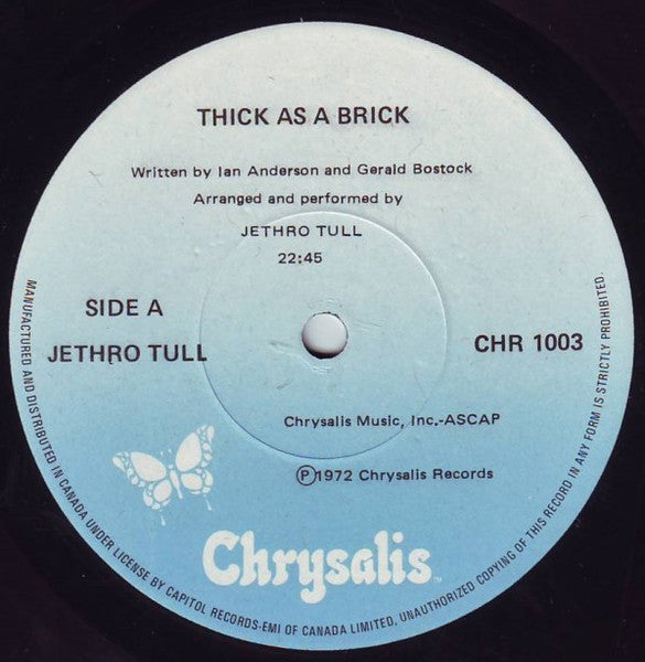 Jethro Tull : Thick As A Brick (LP, Album, RE, Gat)