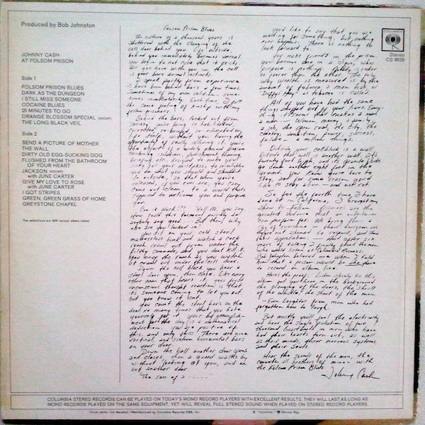 Johnny Cash : At Folsom Prison (LP, Album)