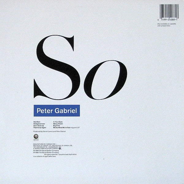 Peter Gabriel : So (LP, Album, Don)