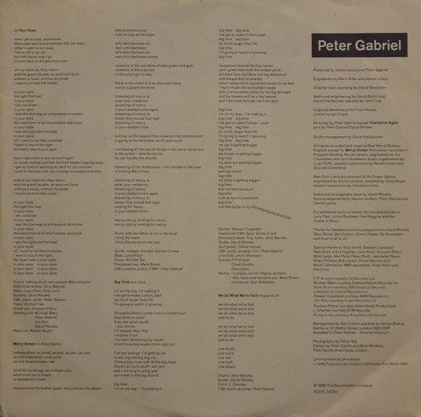 Peter Gabriel : So (LP, Album, Don)