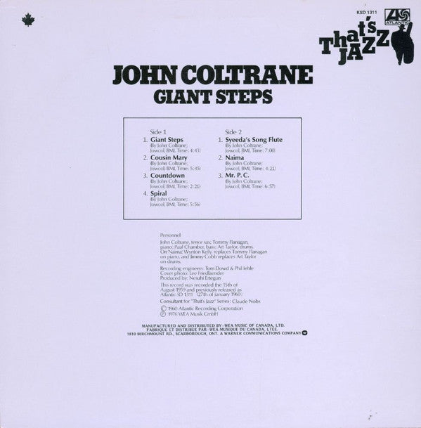 John Coltrane : Giant Steps (LP, Album, RE)