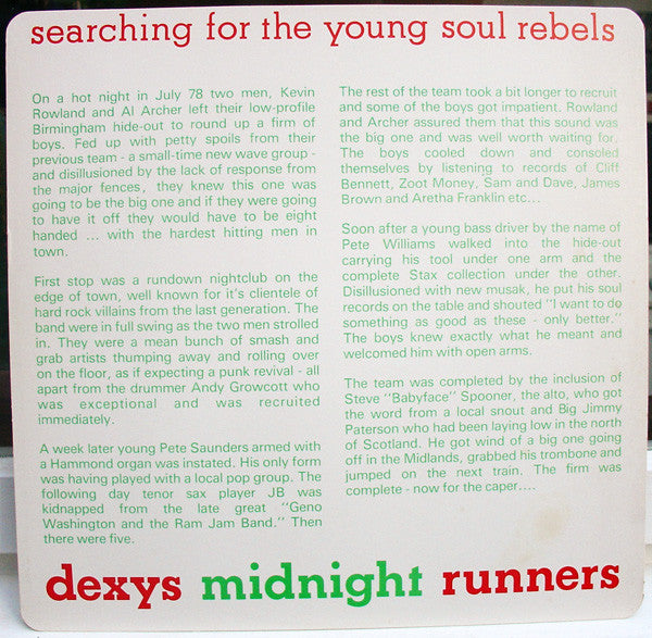 Dexys Midnight Runners : Searching For The Young Soul Rebels (LP, Album)