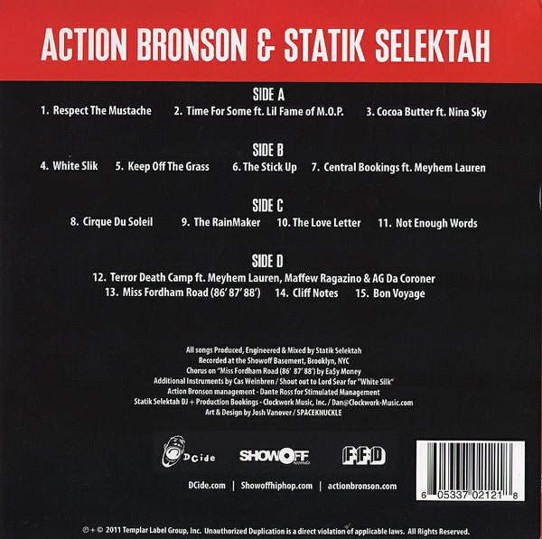Action Bronson & Statik Selektah : Well-Done (2xLP, Album, RP, Red)