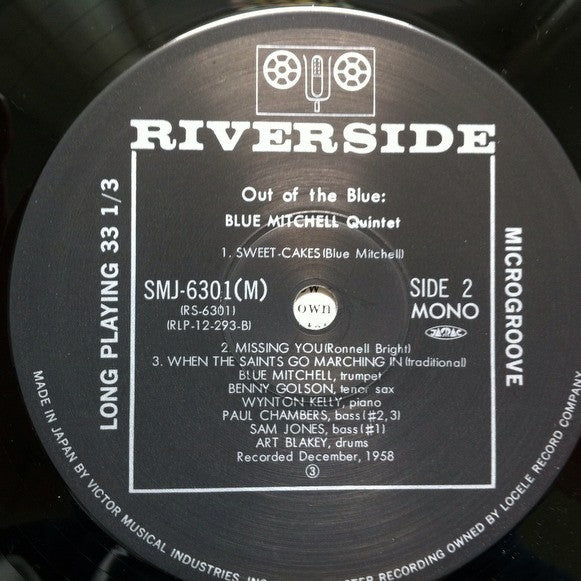 Blue Mitchell : Out Of The Blue (LP, Album, Mono, RE)