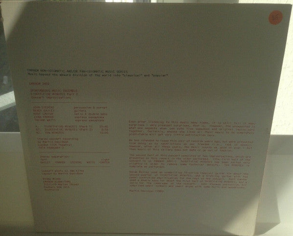 Spontaneous Music Ensemble : Eighty-five Minutes Part 2 (LP)