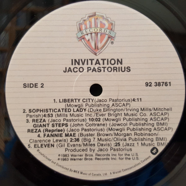 Jaco Pastorius : Invitation (LP, Album)