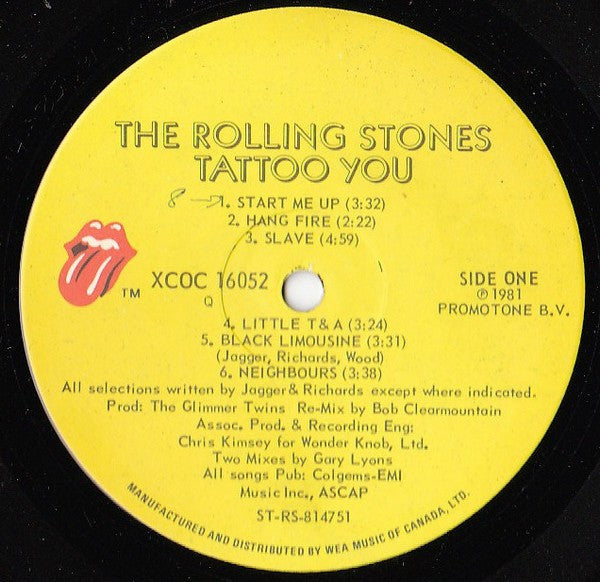 The Rolling Stones : Tattoo You (LP, Album, Qua)