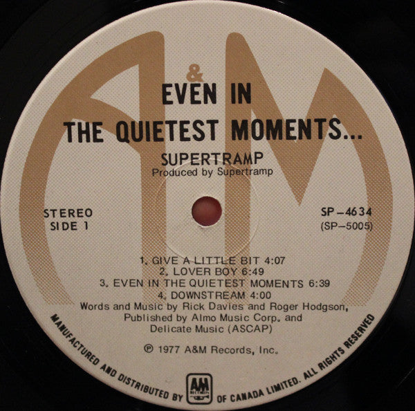Supertramp : Even In The Quietest Moments... (LP, Album)