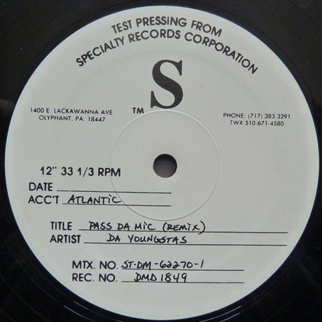 Da Youngsta's : Pass Da Mic (Remix) (12", TP)