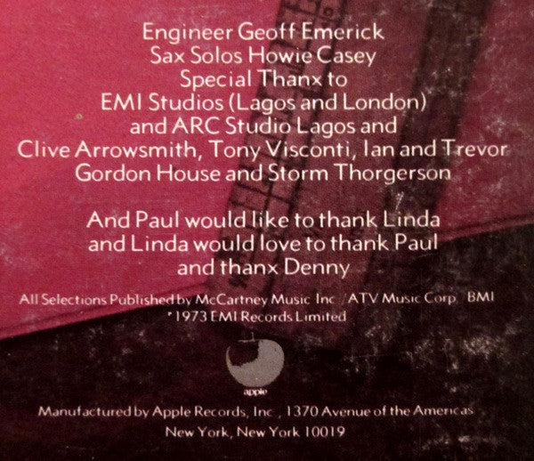 Wings (2) : Band On The Run (LP, Album)