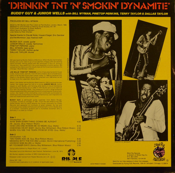 Buddy Guy & Junior Wells With Bill Wyman, Pinetop Perkins, Terry Taylor (3) & Dallas Taylor : Drinkin' TNT 'N' Smokin' Dynamite (LP, RE)