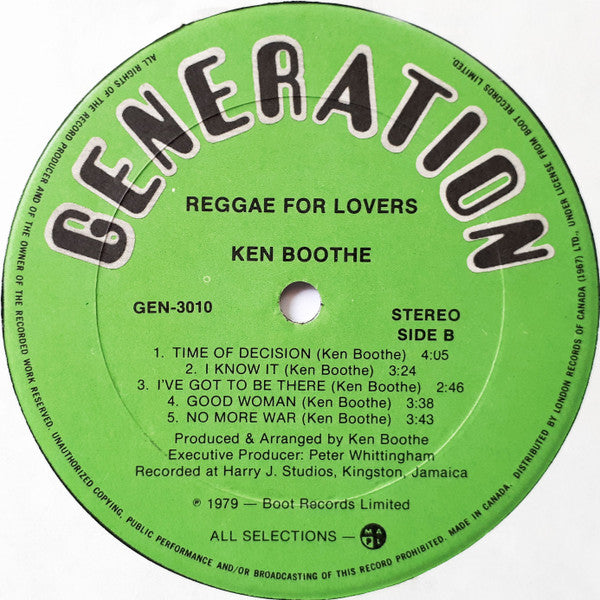 Ken Boothe : Reggae For Lovers (LP, Album)