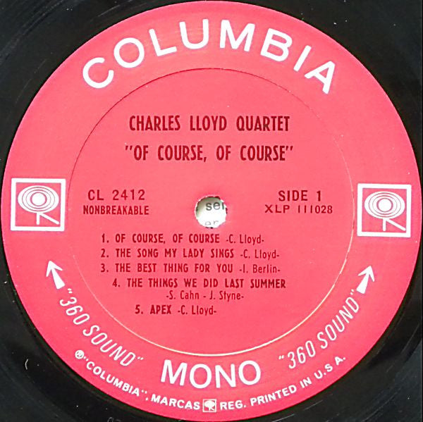 The Charles Lloyd Quartet : Of Course, Of Course (LP, Album, Mono)