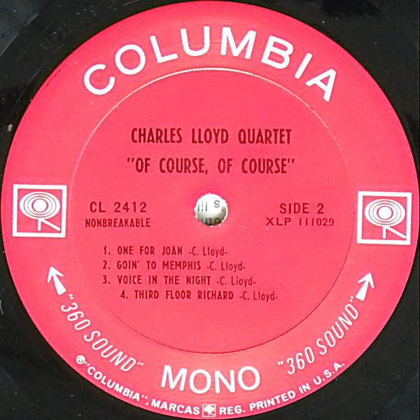 The Charles Lloyd Quartet : Of Course, Of Course (LP, Album, Mono)
