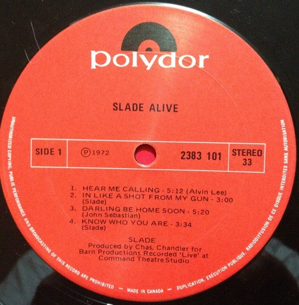 Slade : Slade Alive! (LP, Album, Gat)