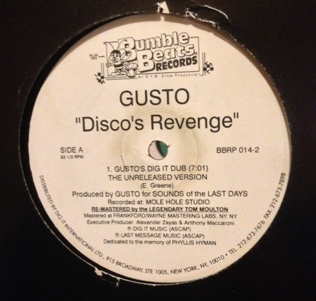 Gusto : Disco's Revenge (12")
