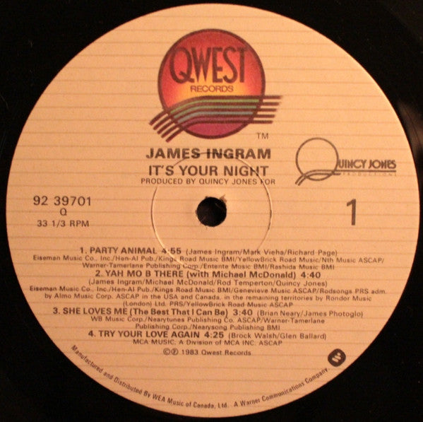 James Ingram : It's Your Night (LP, Album)
