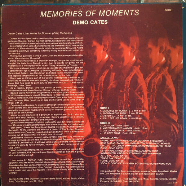 Demo Cates : Memories Of Moments (LP, Album)