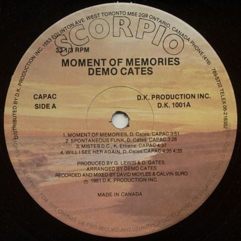 Demo Cates : Memories Of Moments (LP, Album)