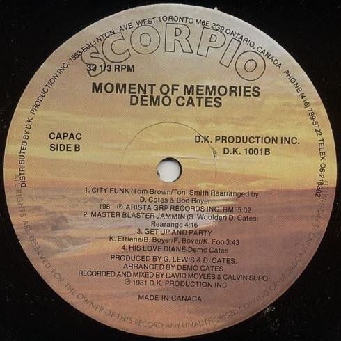 Demo Cates : Memories Of Moments (LP, Album)