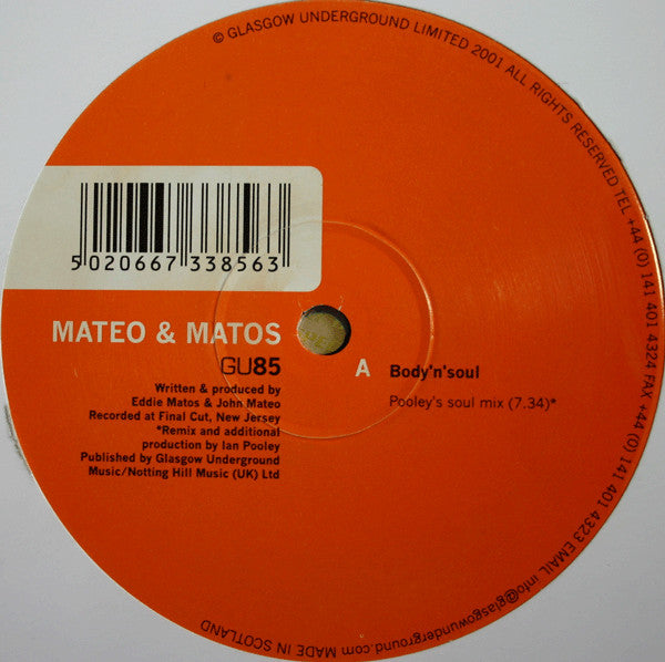 Mateo & Matos : Body 'N' Soul (12")