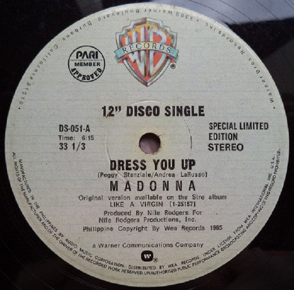 Madonna : Dress You Up (12", Maxi, Ltd, S/Edition)