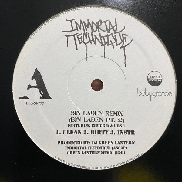 Immortal Technique : Bin Laden Remix (Bin Laden Pt. 2) (12")