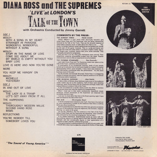 The Supremes : 'Live' At London's Talk Of The Town (LP, Album)