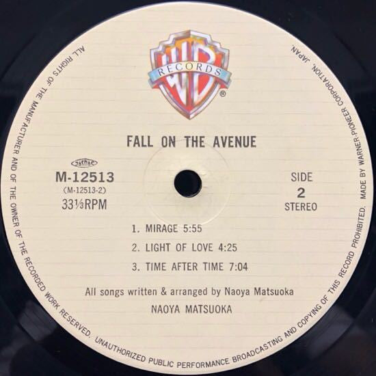 Naoya Matsuoka = Naoya Matsuoka : Fall On The Avenue = 見知らぬ街で (LP, Album)