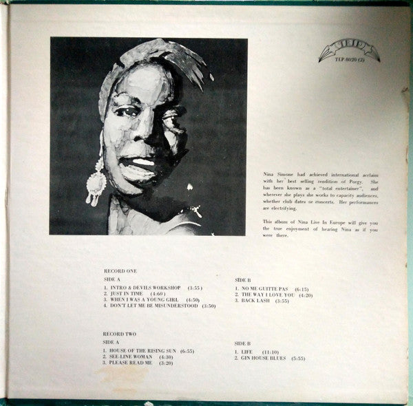 Nina Simone : Live In Europe (2xLP, Album, Gat)