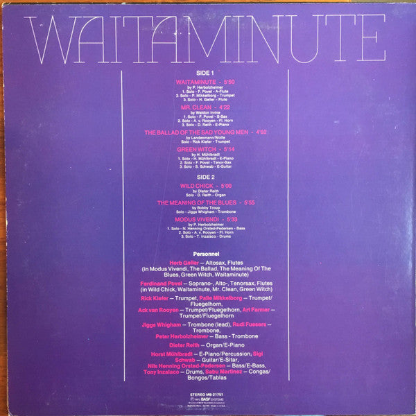 Peter Herbolzheimer Rhythm Combination & Brass Leader: Peter Herbolzheimer : Waitaminute (LP, Album)