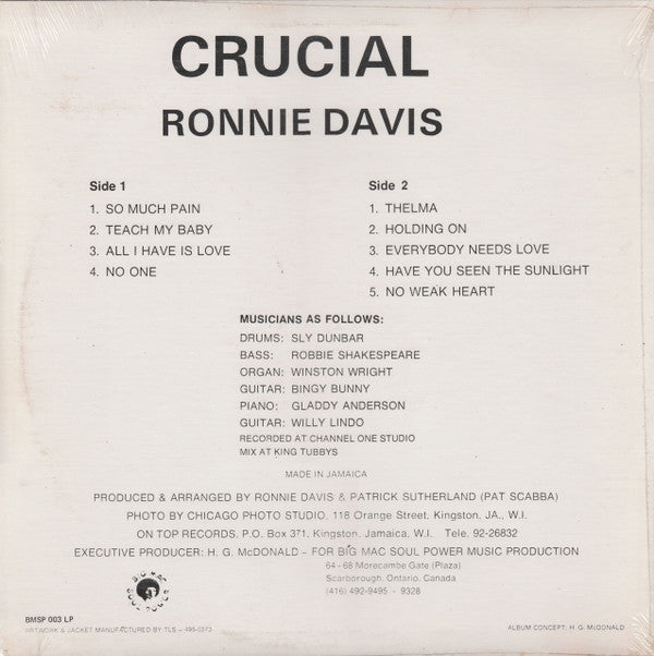 Ronnie Davis : Crucial (LP, Album)