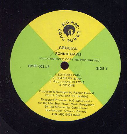 Ronnie Davis : Crucial (LP, Album)
