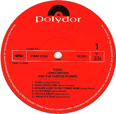 James Brown & The Famous Flames : Think! (LP, Album, Mono, RE)