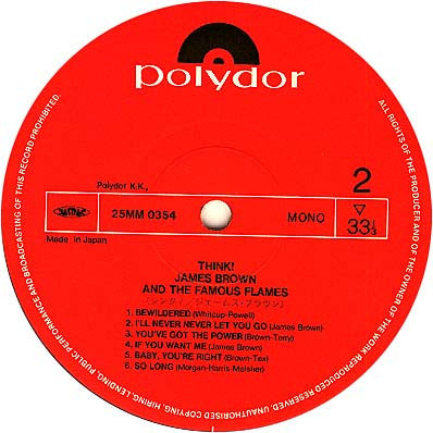 James Brown & The Famous Flames : Think! (LP, Album, Mono, RE)