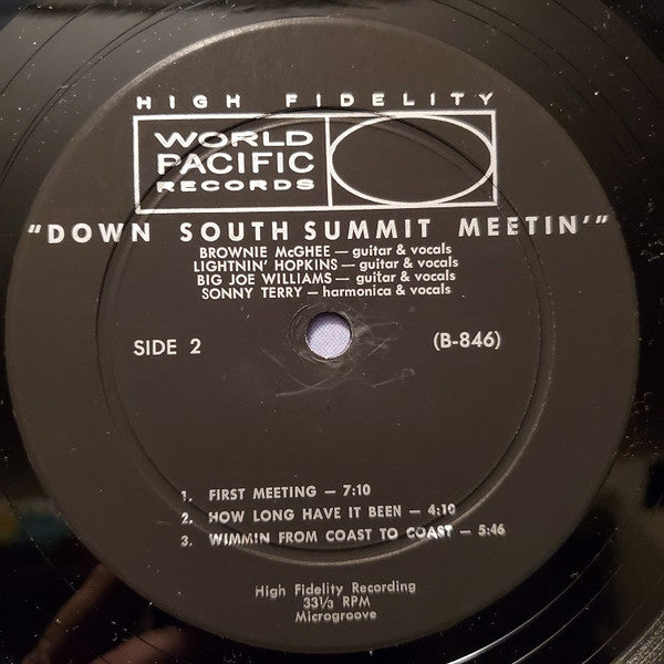 Brownie McGhee - Lightnin' Hopkins - Big Joe Williams - Sonny Terry : Down South Summit Meetin' (LP, Album, Mono)