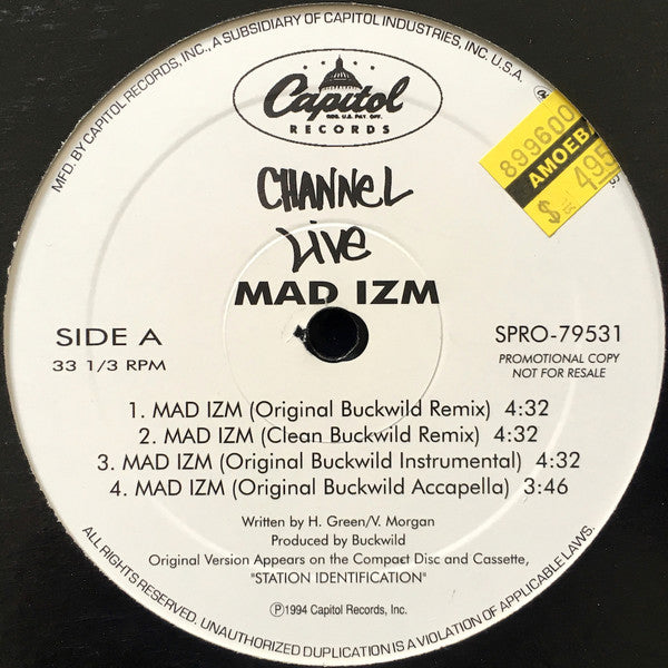 Channel Live : Mad Izm (Buckwild Mixes) (12", Promo)