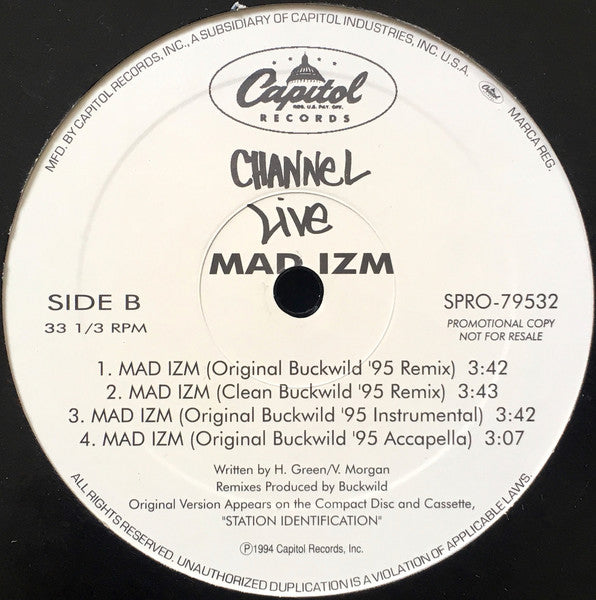 Channel Live : Mad Izm (Buckwild Mixes) (12", Promo)