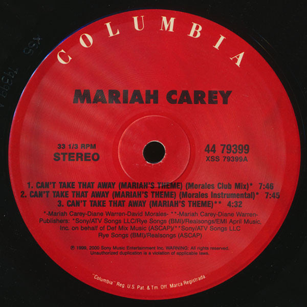 Mariah Carey : Can't Take That Away (Mariah's Theme) (12")