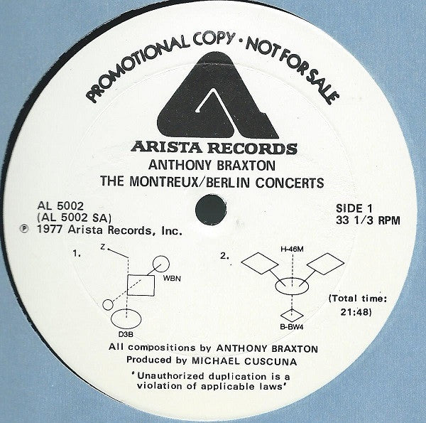 Anthony Braxton : The Montreux / Berlin Concerts (2xLP, Album, Promo, Gat)