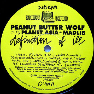 Peanut Butter Wolf With Planet Asia + Madlib : Definition Of Ill (12", Single)
