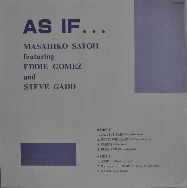 Masahiko Satoh Featuring Eddie Gomez And Steve Gadd : As If ... (LP, Album)