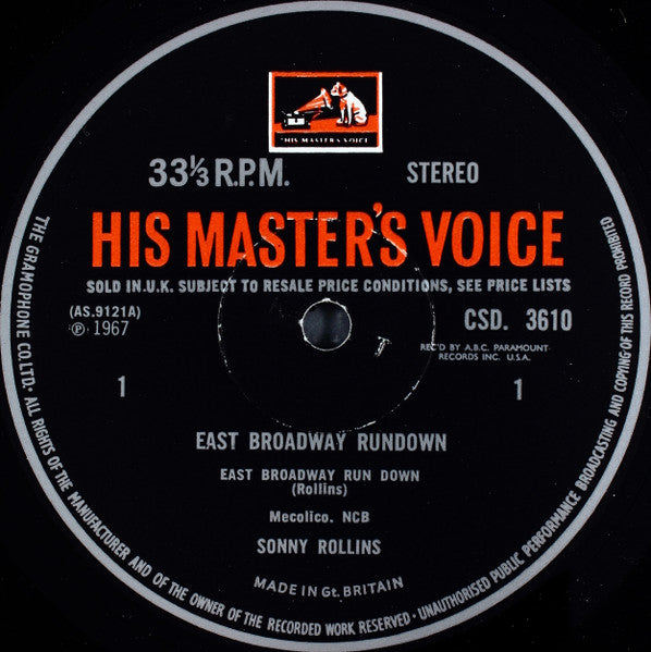 Sonny Rollins : East Broadway Run Down (LP)
